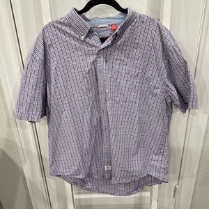 Checkered Purple w/Some White Short Sleeved Button Up XXL Shirt by Izod